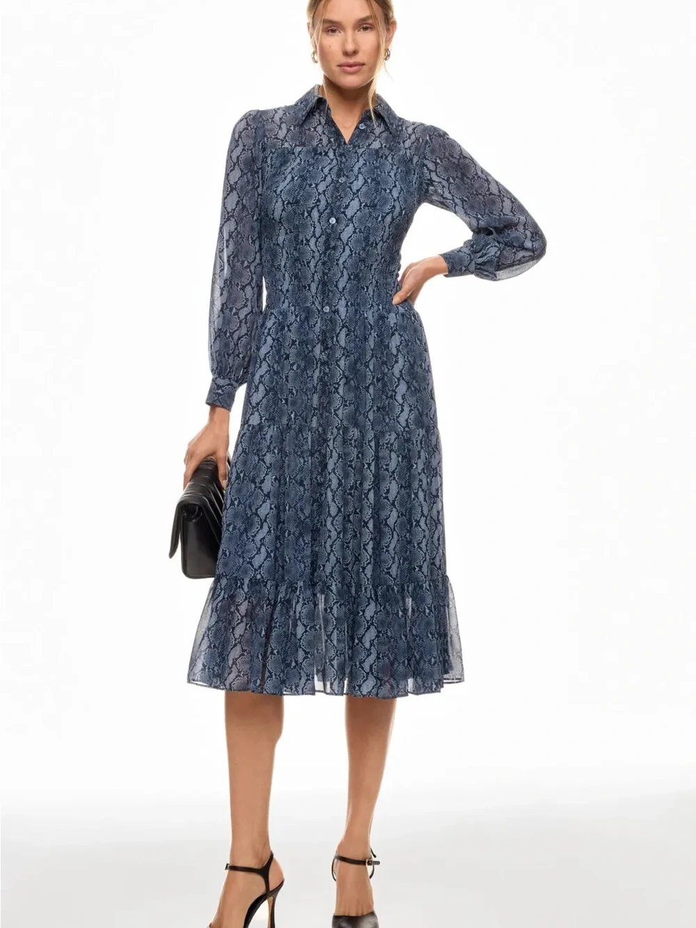 Michael Kors Snake Print Georgette Midi Dress